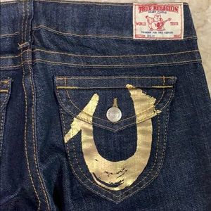(SOLD)True Religion Jeans, gold design, size 30